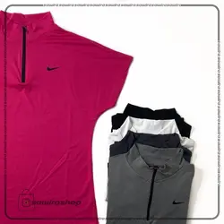 تیشرت آستین کوتاه نیم زیپ زنانه نایک (Nike) - (کد: 1626)