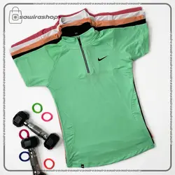 تیشرت آستین کوتاه نیم زیپ سوزنی نایک (Nike) - (کد: 1502)