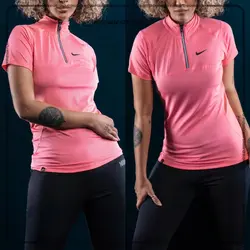 تیشرت آستین کوتاه نیم زیپ سوزنی نایک (Nike) - (کد: 1502)