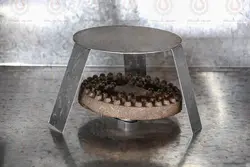 تنور گازی رنگ کوره ای (آبی) جوجه گردان سایز متوسط ساج 32 سانت
