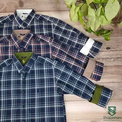 پیراهن نخ پنبه چهارخانه آستین بلند باراد کد 101555