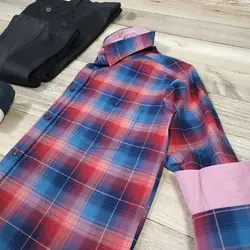 پیراهن نخ پنبه چهار خانه آستین بلند ماکان کد 101584