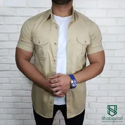 پیراهن کتان دو جیب آستین کوتاه کد101203