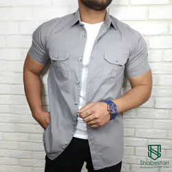 پیراهن کتان دو جیب آستین کوتاه کد101203