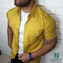 پیراهن کتان دو جیب آستین کوتاه کد101203