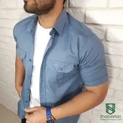 پیراهن کتان دو جیب آستین کوتاه کد101203