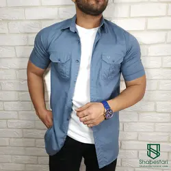 پیراهن کتان دو جیب آستین کوتاه کد101203
