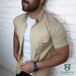 پیراهن کتان دو جیب آستین کوتاه کد101203