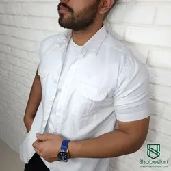 پیراهن کتان دو جیب آستین کوتاه کد101203