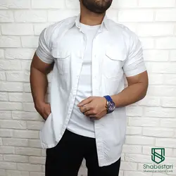 پیراهن کتان دو جیب آستین کوتاه کد101203