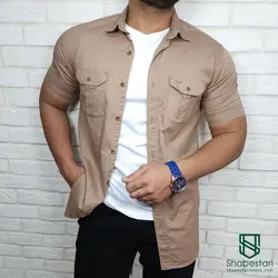 پیراهن کتان دو جیب آستین کوتاه کد101203