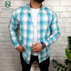 پیراهن نخ پنبه چهار خانه آستین بلند ساواش کد 101623