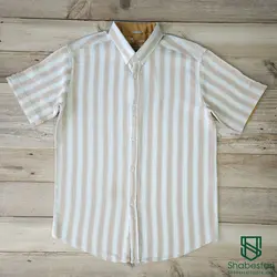 پیراهن راه راه کنفی آستین کوتاه مولتی کد 101664