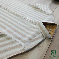 پیراهن راه راه کنفی آستین کوتاه مولتی کد 101664