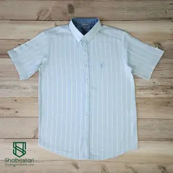 پیراهن راه راه کنفی آستین کوتاه مولتی کد 101664