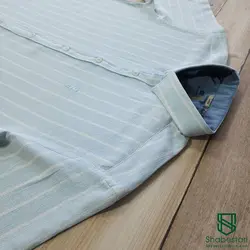 پیراهن راه راه کنفی آستین کوتاه مولتی کد 101664