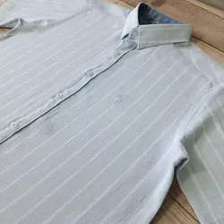 پیراهن راه راه کنفی آستین کوتاه مولتی کد 101664