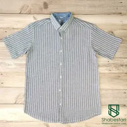 پیراهن راه راه کنفی آستین کوتاه مولتی کد 101664