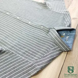 پیراهن راه راه کنفی آستین کوتاه مولتی کد 101664