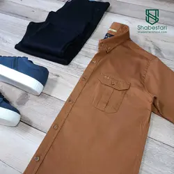 پیراهن کتان دو جیب آستین کوتاه کد(2)101203