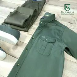 پیراهن کتان دو جیب آستین کوتاه کد(2)101203