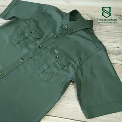 پیراهن کتان دو جیب آستین کوتاه کد(2)101203