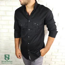 پیراهن کتان دو جیب آستین بلند کد101204