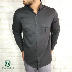 پیراهن کتان دو جیب آستین بلند کد101204