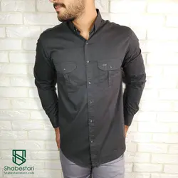 پیراهن کتان دو جیب آستین بلند کد101204
