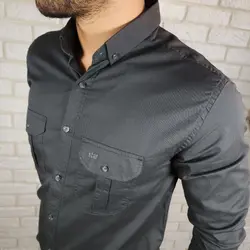 پیراهن کتان دو جیب آستین بلند کد101204