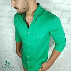 پیراهن کتان دو جیب آستین بلند کد101204