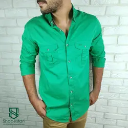 پیراهن کتان دو جیب آستین بلند کد101204