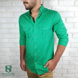 پیراهن کتان دو جیب آستین بلند کد101204