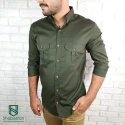 پیراهن کتان دو جیب آستین بلند کد101204