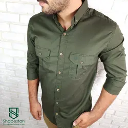 پیراهن کتان دو جیب آستین بلند کد101204