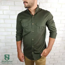 پیراهن کتان دو جیب آستین بلند کد101204
