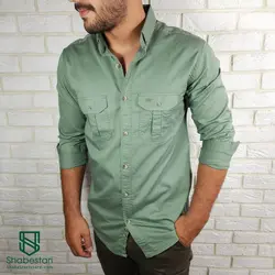 پیراهن کتان دو جیب آستین بلند کد101204