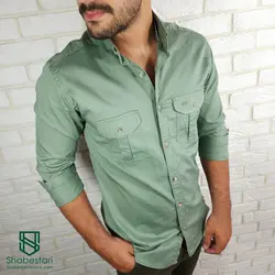 پیراهن کتان دو جیب آستین بلند کد101204