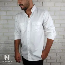 پیراهن کتان دو جیب آستین بلند کد101204