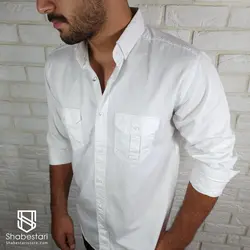 پیراهن کتان دو جیب آستین بلند کد101204