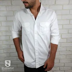 پیراهن کتان دو جیب آستین بلند کد101204