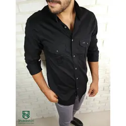 پیراهن کتان دو جیب آستین بلند کد101204