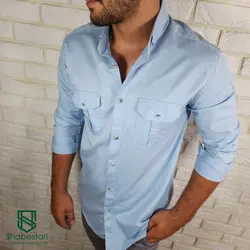 پیراهن کتان دو جیب آستین بلند کد101204