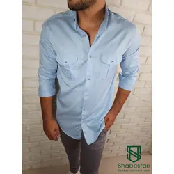 پیراهن کتان دو جیب آستین بلند کد101204