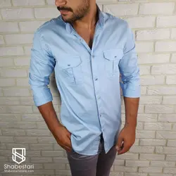 پیراهن کتان دو جیب آستین بلند کد101204