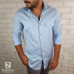 پیراهن کتان دو جیب آستین بلند کد101204