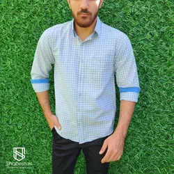 پیراهن نخ پنبه چهار خانه آستین بلند آرون کد101741