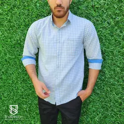 پیراهن نخ پنبه چهار خانه آستین بلند آرون کد101741