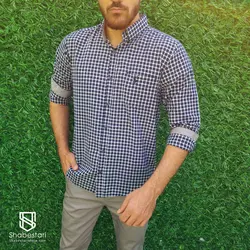 پیراهن نخ پنبه چهار خانه آستین بلند آرون کد101741
