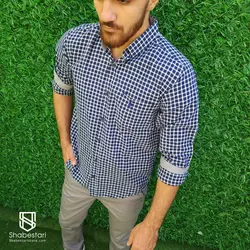 پیراهن نخ پنبه چهار خانه آستین بلند آرون کد101741